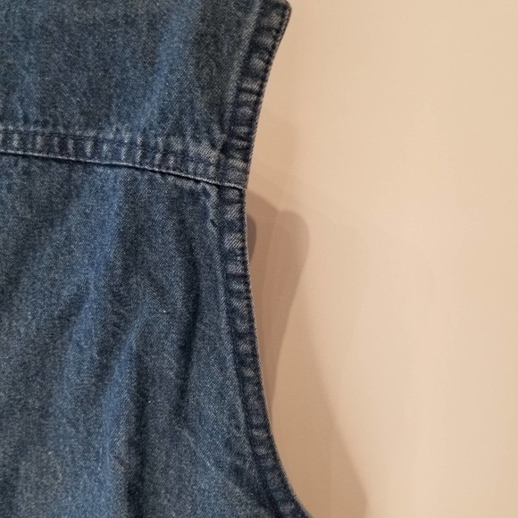 VintageVintage 90's New Denim Vest Women's Long Jean Vest Western Blue Pockets L - Picture 10 of 11